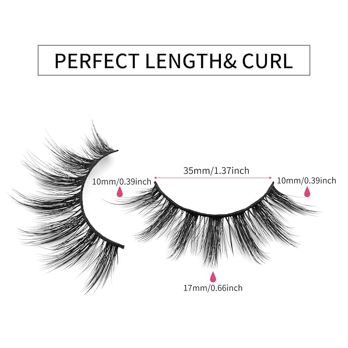 DYSILK Mink Lashes Fluffy Eyelashes - Fluffy Lashes 10 Pairs 6D Wispy Lashes Eye Lashes Pack Lashes Natural Look Reusable Mink False Eyelashes Wispy Fluffy Cat Eye Lashes | 17mm