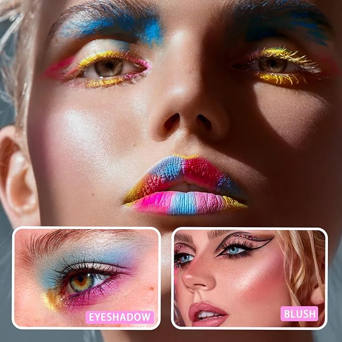 63 Colors Eyeshadow Palette,Matte Glitter Eyeshadow Makeup Palette with Eyeshadow Brush,Highly Pigmented Colorful Shimmer Eye Shadow Palette Makeup Kit for Women 02