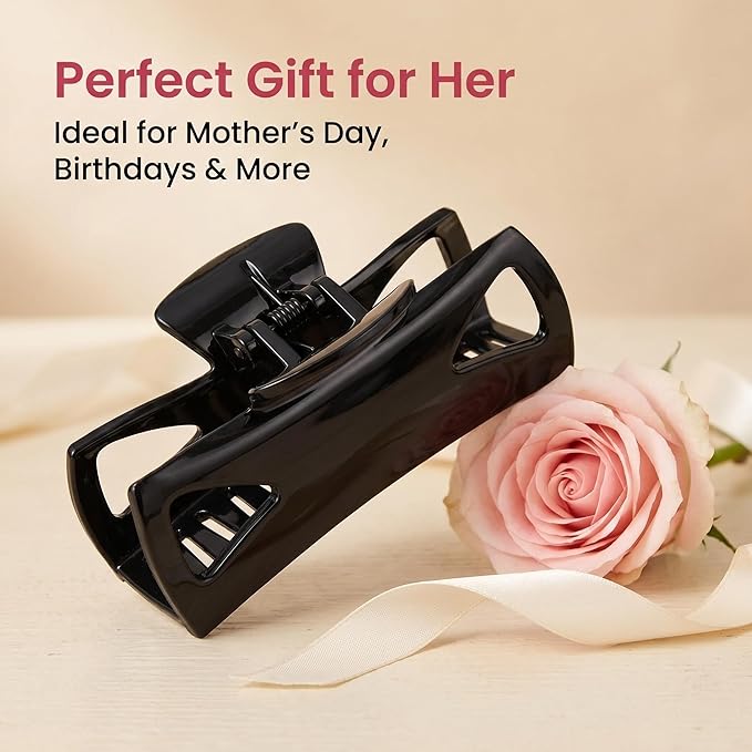 Hair Claw Clips for Women, Strong Hold Non-Slip Hair Clips for Thin Thick Hair, Fashion Jaw Clips Durable Hair Accessories (Black)