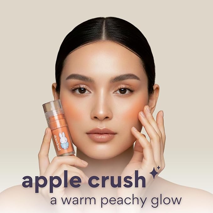 dearcloud Miffy Gentle Crush Serum Blush – Liquid Blush for Cheeks with Hyaluronic Acid – Korean Beauty Makeup - .19 fl oz (Apple Crush)