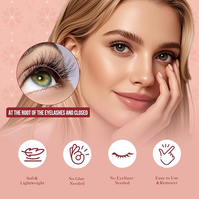 Higu clace Magnetic Eyelashes 4Pairs Magnetic Eyelashes with Applicator Soft Magnetic Lashes Natural Look Wispy Magnet Lashes Without Eyeliner Easy to Wear and Remove(DJCX-B06）