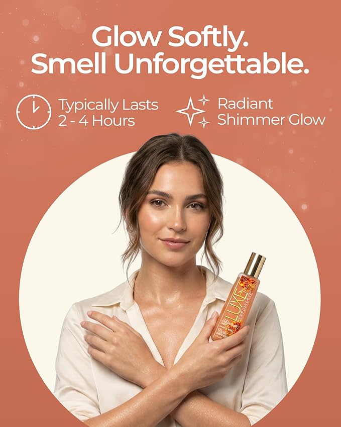 Luxe Perfumery Vanilla Rose Shimmer Body Mist – Body Glitter Spray with Soft Floral Vanilla, Rose, Bergamot & Violet Notes, Radiant Glow Shimmer Spray for Women, Gift for Her, Made in USA, 8 fl oz