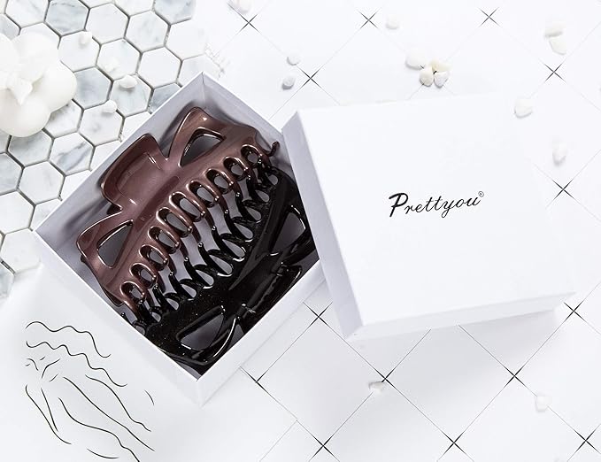 Thick Hair Super Large Clips Crystal Plastic Claw Clamps Hairgrips Clips Accessories for Women, 2 pack. (D)