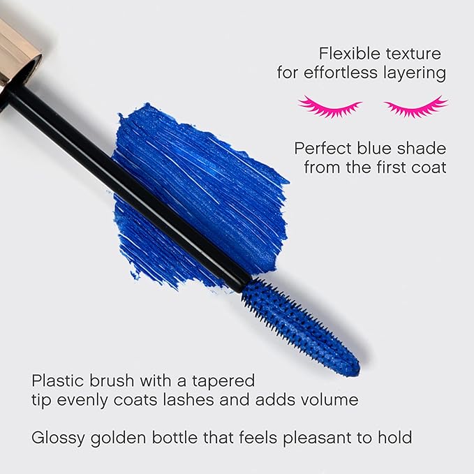 Vivienne Sabó Cabaret Premiere Blue Mascara Volume and Length – Artistic Formula for Defining and Curling Lashes, Smudge-Proof, Clump-Free, Washable, Cruelty-Free, Made in Italy, 02 Blue, 0.3 fl oz