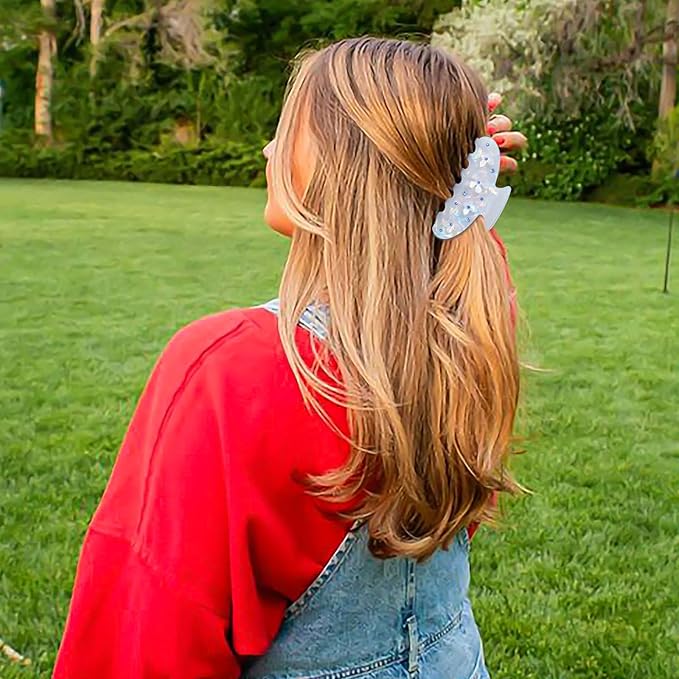 HAIMEIKANG 2Pcs Acrylic Flower Hair Claw Clips - Large for Women, Strong Hold Cute Non-slip Stylish Accessories for Thick Thin Hair