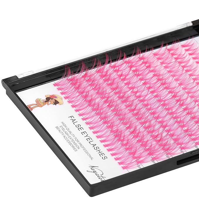 →VAYATOR False Eyelashes 3Styles D Curl 10-18mm 200Pcs To Choose Lashes Extensions Cluster Individual Lash Extensions Reusable False Eyelashes Easy Grafting （Pink-D Curl-12-18mm mixed）