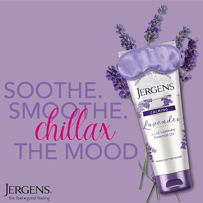 Jergens Lavender Body Butter Hand and Body Lotion, Moisturizer for Women, with Essential Oils for Indulgent Moisturization, 7 Oz (Pack of 5)