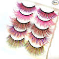 Sunniess Ombre Colored Lashes Silk Protein Fluffy Wispy Volume Fake Lashes for Halloweens Cosplay Party Stage Russian D Curl Lashes with Color Make up Faux Mink False Eyelashes