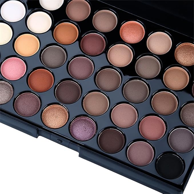 40 Colors Neutral Smokey Makeup Eyeshadow Palette, Professional High Pigmented Matte Glitter Black Grey Naked Nude Brown Makeup Pallet Waterproof Long Lasting Eye Shadow Powder