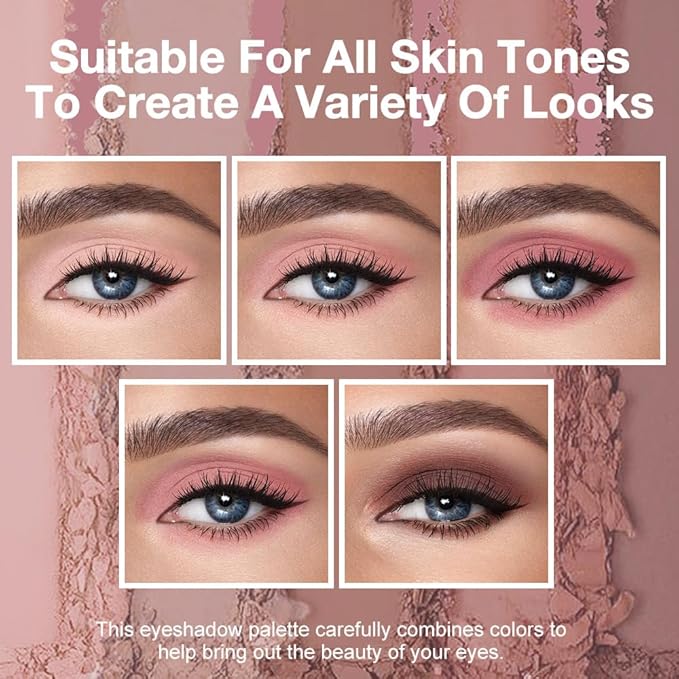 Matte Neutral Eyeshadow Palette 5 Shades, Highly Pigmented Blendable Warm Nude Pink Brown Eye Shadow Palette Makeup, Everyday Natural Look for Beginners, Long Lasting Travel Size 04#