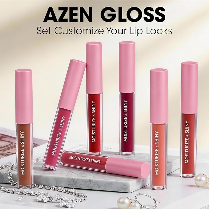 AZEN 30 Pack Lip Gloss Bulk Set, Shimmery Lip Gloss for Women and Girls With Rich Varied Colors, Mothers Day Gifts for Women
