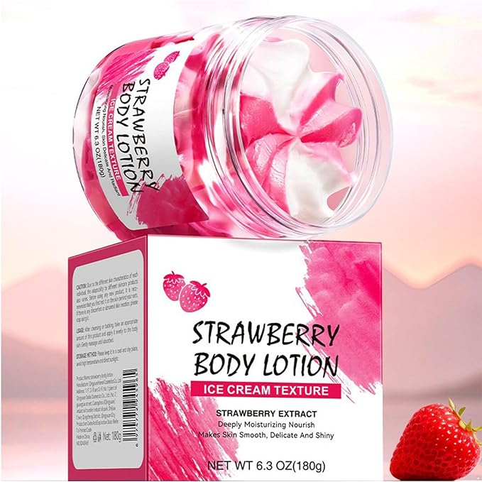 Linjinx Non-Greasy Body Lotion 180g – Lightly Scented, Smooth Spread, Lasting Comfort Strawberry One Size