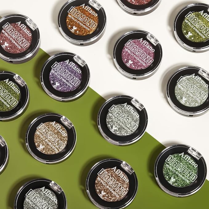 Afflano Silver Glitter Eyeshadow Palette Super Pigmented, Single Parkle Shimmer Silver Eyeshadow Palette, Long Lasting Blendable Neutral Eye Look, for All Skin Metallic Glitter Eyes Bling Makeup