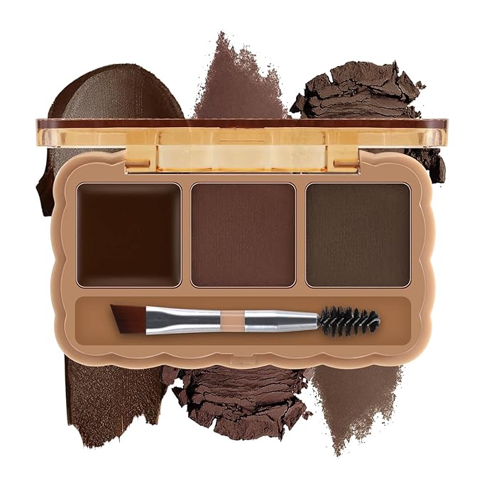 Boobeen Eyebrow Palette, 3 Colors Brow Powder Kit, Eye Brow Pomade with Double-ended Brush, Long-lasting Eye Makeup Kit, Sculpt & Define Eyebrows, for Beginners