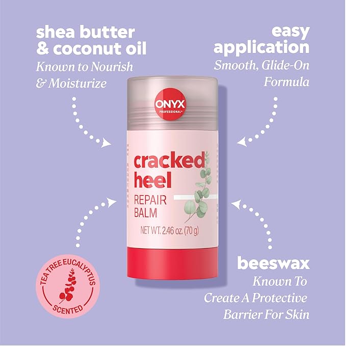 Onyx Professional Cracked Heel Repair Balm Stick, Tea Tree Eucalyptus Scent, 1 Pack - Dry Heels Dry Cracked Feet Treatment, Moisturizing Heel Balm Rolls On, No Mess Like Foot Cream or Foot Lotion