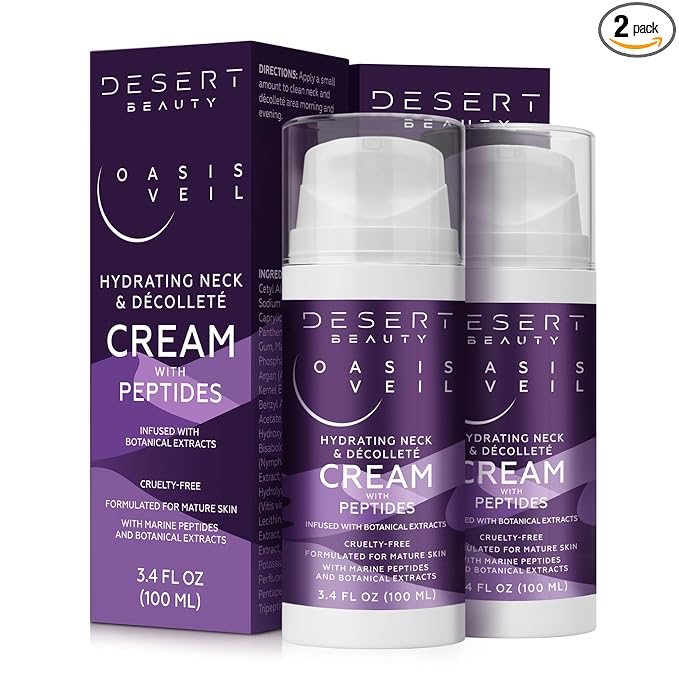 2-Pack Neck Firming Cream for Women – Neck Creams for Tightening and Firming with Peptides, Collagen & Hyaluronic Acid – Decollete Firming Cream for Lifting & Smoother Skin, 3.38 fl oz