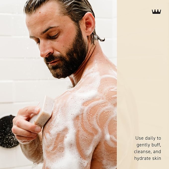 Cremo Exfoliating Body Bar for Men, Italian Bergamot Scent, Multi-Layered Fragrance That Buffs, Cleanses and Hydrates Skin, 5oz