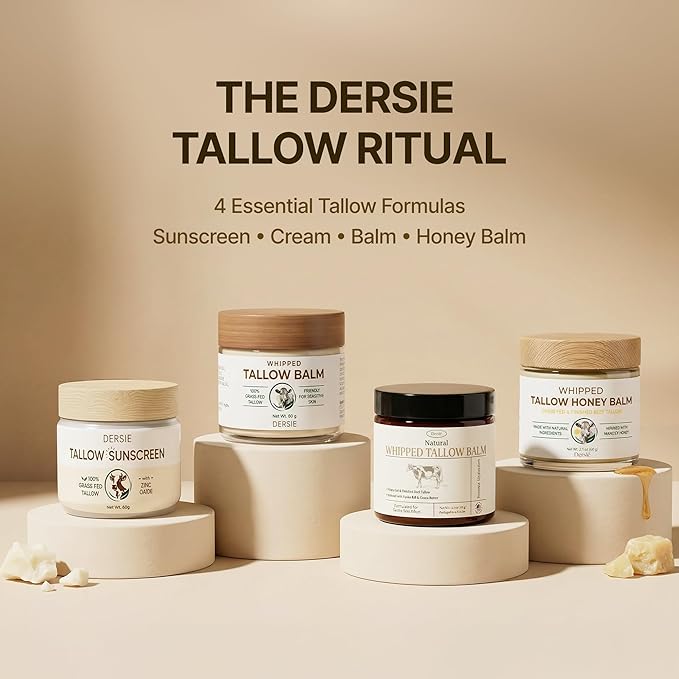 Dersie Tallow Sunscreen SPF 50 – Mineral UV Defense with Non-Nano Zinc Oxide – Face & Body Sun Protection for Adults & Kids – with 100% Grass-Fed Beef Tallow for Skin Comfort (2.1 oz)