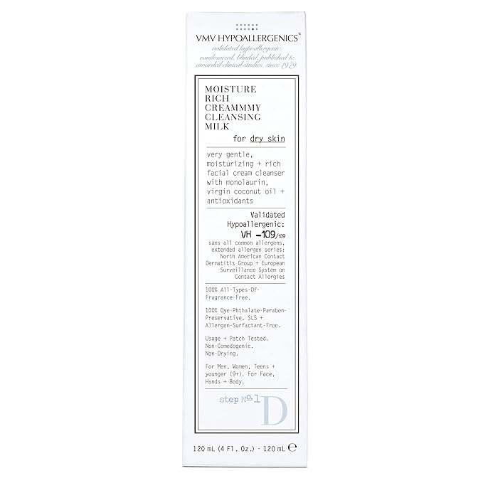 VMV HYPOALLERGENICS Moisture Rich Creammmy Cleansing Milk (Dry Skin), 4 Fl Oz (Pack of 1), (104406)