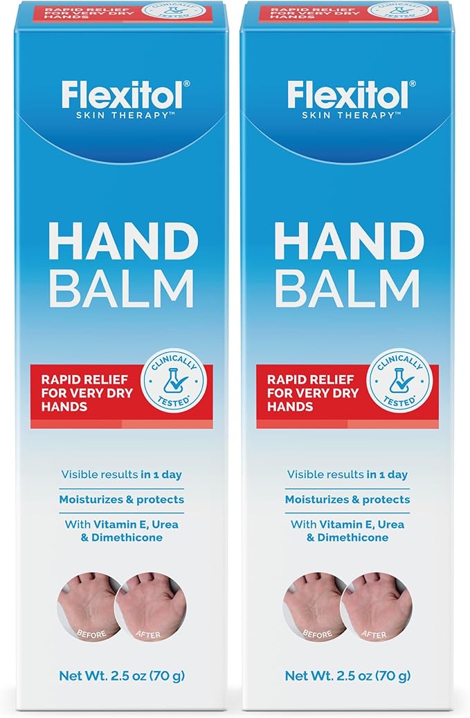 Flexitol Hand Balm Two Pack, Intensive Relief Cream for Dry, Cracked Hands, Non-Greasy Hydration, 2 oz Tube