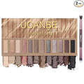 UCANBE 12 Color Eyeshadow Makeup Palette, Neutral Matte Shimmer Nude Eye Shadow Make Up Pallet with Double-ended Brush Set Kit, Highly Pigmented Long Lasting Waterproof