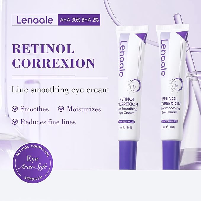 Eye Cream, Retinol Eye Cream for Dark Circles, Puffiness Anti Aging, with Hyaluronic Acid, Peptides and Caffeine, Reduces Bags, Smooths Fine Lines and Wrinkles, Hydrating Firming Eye Treatment