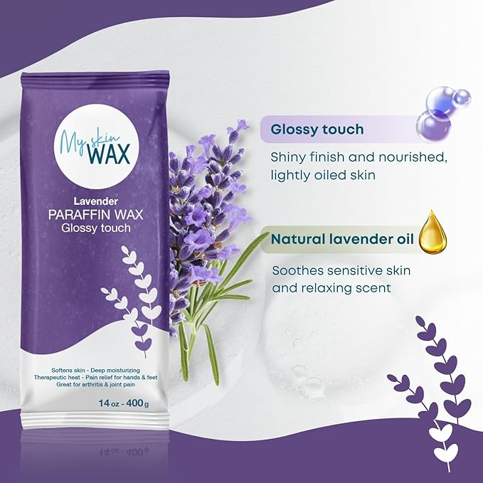 Paraffin Wax Refills Maxi Pack for Hands and Feet Bath – 6 Large 14oz Blocks (5.25 lb), Lavender Scent, Moisturizing Slightly Oily Wax for Arthritis Relief, Pedicure, Home and Spa Therapy