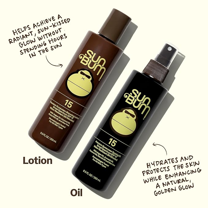 Sun Bum SPF 15 Browning Body Lotion - Water-Resistant Broad Spectrum Moisturizing Tanning Lotion with Vitamin E - Hawaii 104 Act Compliant (Made Without Octinoxate & Oxybenzone) - 8.5 Fl Oz