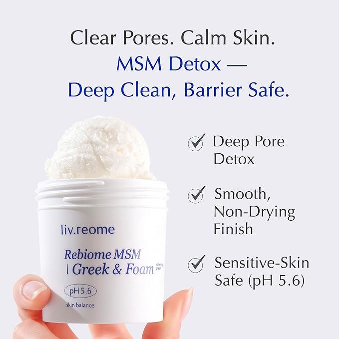 MSM Sulfur Deep Pore Cleanser – Low pH Barrier-Respecting Face Wash, Pore Reset for Sensitive Skin