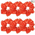 6 Pcs Satin Silk Hair Scrunchies - Soft Hair Ties, Fashion Bands, Bows, Ropes, Elastic Bracelets, Ponytail Holders for Women and Girls (4.5 Inch, Orange)