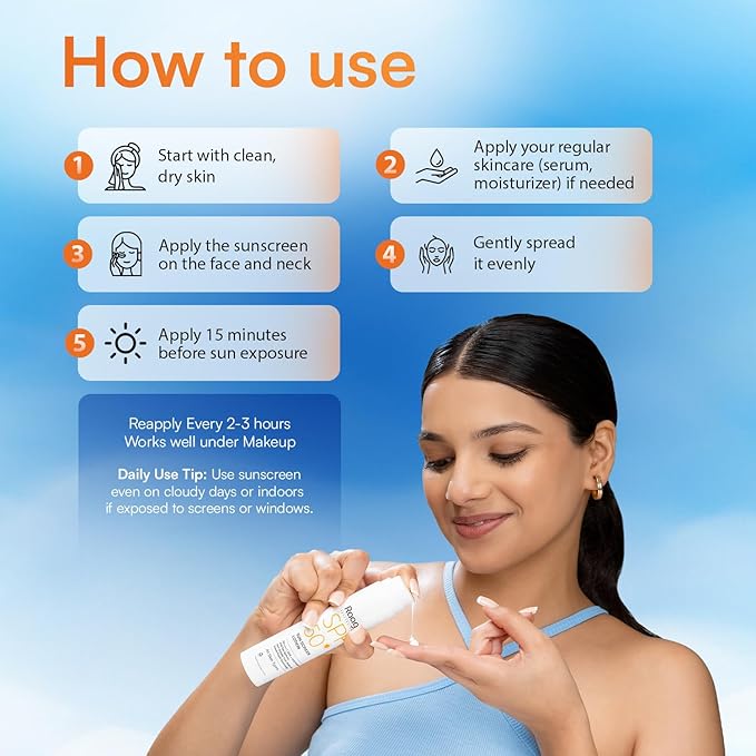 Raaga Sunscreen Lotion SPF 50 | Lightweight Non Greasy Water Resistant | 1.86 Fl Oz 55ml