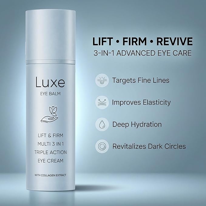 Luxe Eye Balm, Eye Balm Stick, 3-in-1 Hydrating & Smoothing Eye Cream with Collagen, Lightweight Formula for Daily Eye Care, Portable Design