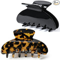 Aileam Acetate Hair Claw Clips for Women,Black Tortoise shell hair clip French Design Strong Hold Non-Slip claw clips for Thick Hair, 2 Pack