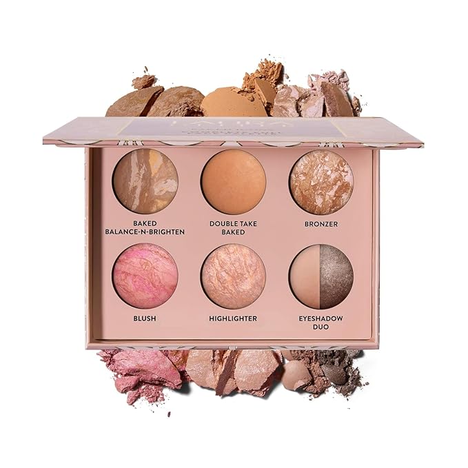 LAURA GELLER Baked Icons Complete Full Face Palette, Tan | All-in-One Makeup Palette with Baked Foundations, Blush, Bronzer, Highlighter, Eyeshadows | Coverage for Mature Skin | Travel-Friendly
