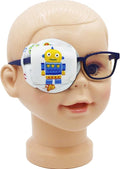 Astropic 3D Cotton & Silk Eye Patch for Kids | Boys Eye Patch for Glasses | Medical Eyepatch for Children with Lazy Eye (Yellow Robot, Right Eye)