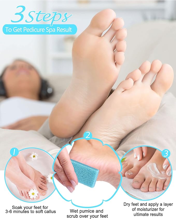 Maryton Disposable Foot Scrubber Pumice Pads, Pedicure Pumice Stone Dead Skin Callus Remover for Feet, 40Pcs (Blue Medium Coarse)