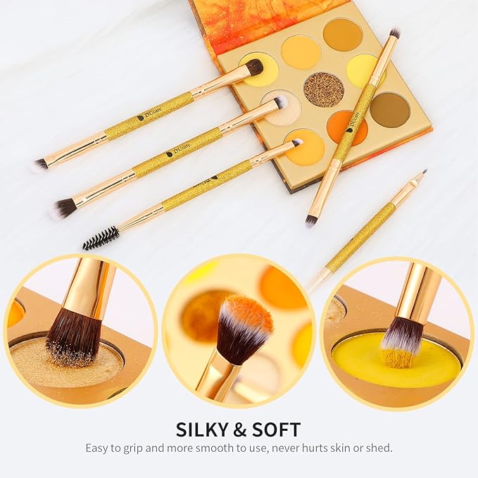 DUcare Eyeshadow Brush 5pcs Double Sided Eyebrow Brush Makeup Brushes with Soft Synthetic Hairs Double Ended Eyeshadow Brush Set for Eyeshadow, Eyebrow, Eyeliner, Blending