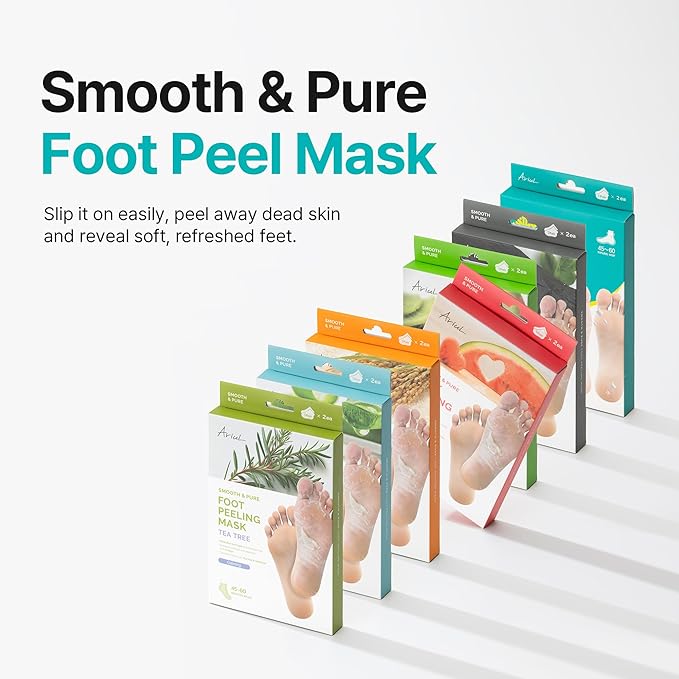 Ariul Smooth & Pure Foot Peel Mask, Purifying Foot Peeling Socks with Charcoal for Deep Cleansing & Dead Skin Removal, Korean Skincare, 2 Pairs (Charcoal)
