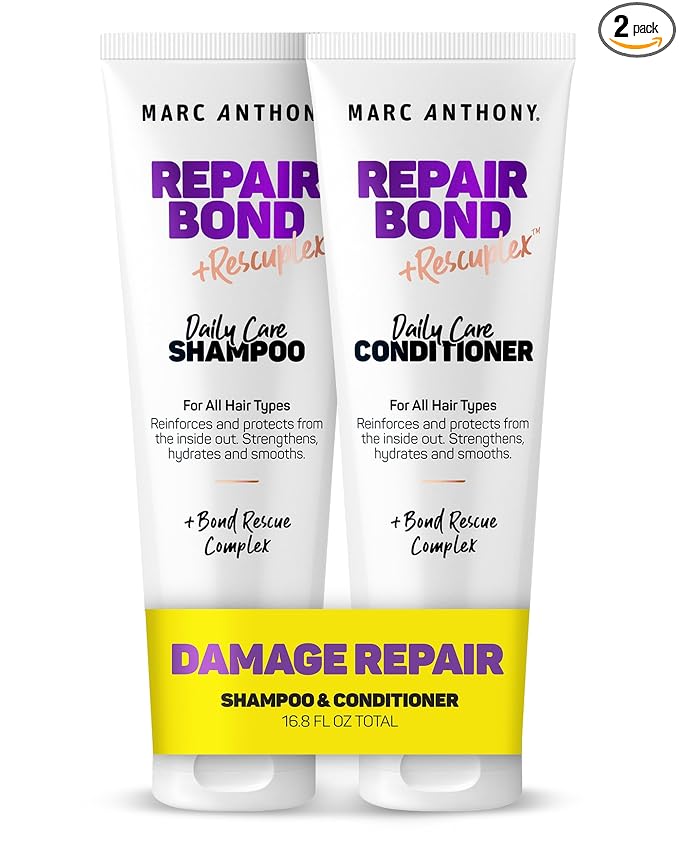 Marc Anthony Repairing Shampoo & Conditioner Set - Rescuplex Bond Repair, Strengthens Hair, Eliminates Frizz & Flyaways, Revives Dry & Damaged Hair