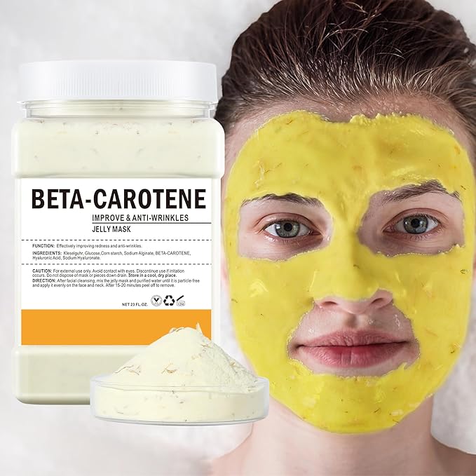 Hydro Jelly Masks for Women Home Spa,Hydrating & Moisturizing Peel-Off Rubber Gel Face Mask Skin Care,Professional Jelly Mask for All Skin Types 23 Fl Oz（ BETA-Carotene）