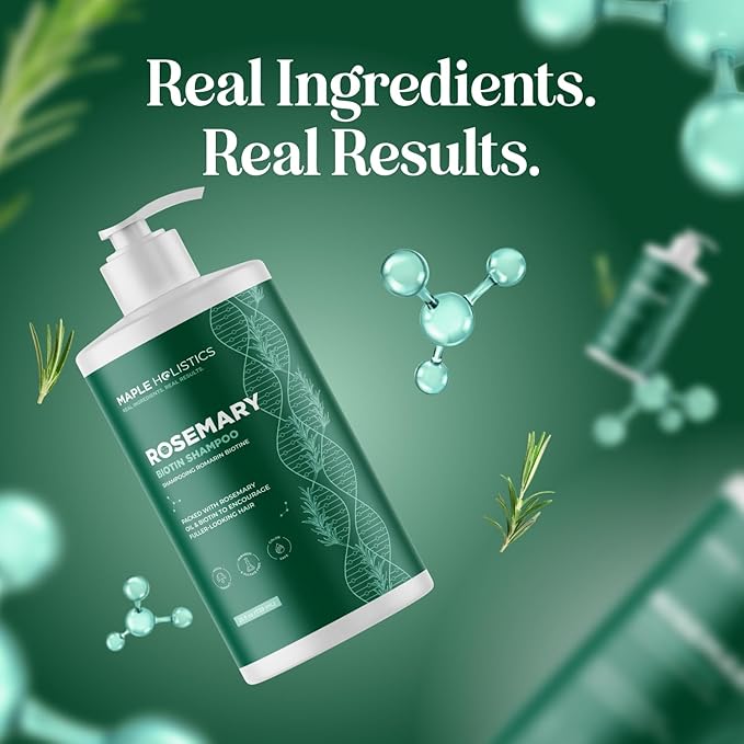 Volumizing Biotin and Rosemary Shampoo - Vegan Rosemary Biotin Shampoo for Thinning Hair for Women and Men with Nourishing B Vitamins & Tea Tree Oil - Paraben Silicone & Sulfate Free (25 Fl Oz)