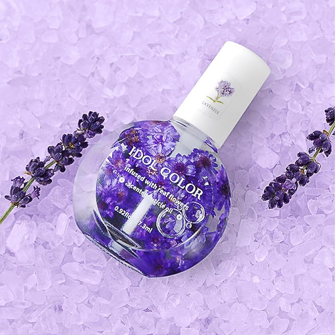 Flowery Scented Cuticle Oil, Infused with Real Flowers, Cuticle Revitalize Oil, Nail Oil For Growth And Strength, Cuticle Remover - Nail Strengthener - Cuticle Softener (0.92 fl.oz, LAVENDER)