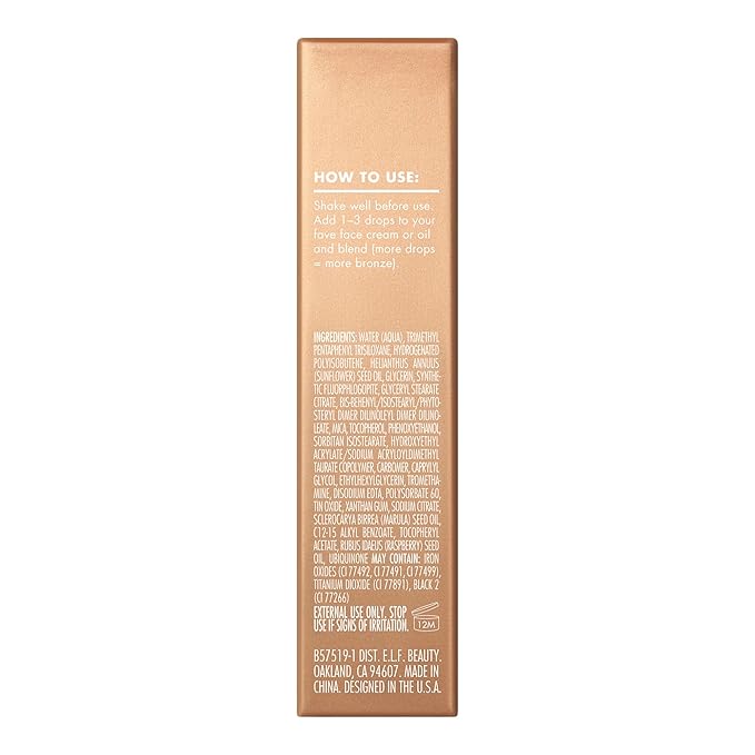 e.l.f. SKIN Bronzing Drops Mini, Liquid Face Tinted Serum with Vitamin E & Sunflower Oil, Vegan & Cruelty-Free, Fair Gold