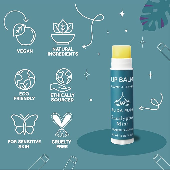Duet Lip Balm Collection, Vegan Set, Beeswax Free, with Organic Jojoba and Avocado Oil, Vitamin E, Natural Moisturizer for Dry, Chapped Lips, 5 Tube Set