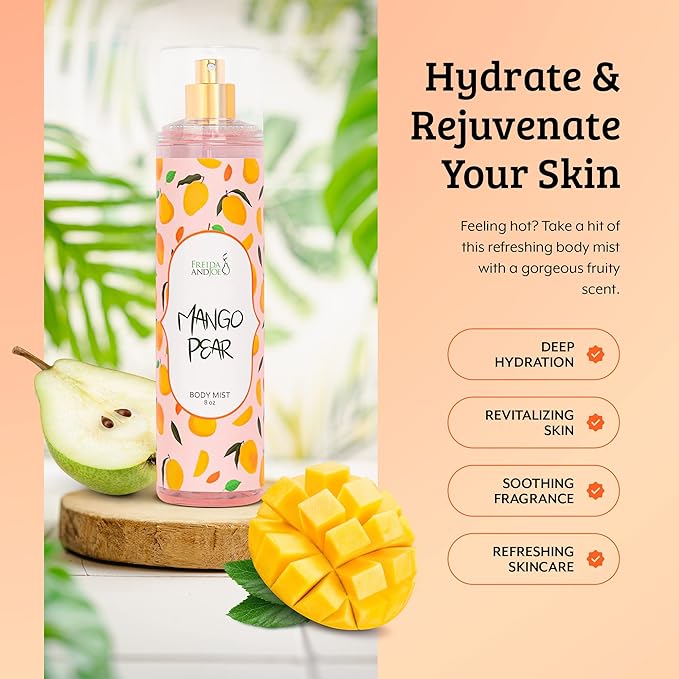 Home Spa Gift 10oz Deep Moisturizing Fragrance Body Lotion & 8 oz. Fine Fragrance Body Mist Set Luxury Self-Care Combo for Women and Girls (Mango Pear) – Mother's Day Gift for Mom