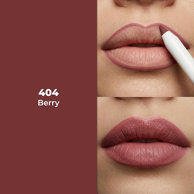 Lamel Gel Lip Liner Pencil - Berry - 2-in-1 Waterproof Lip Liner - 8-Hour Wear, Creamy Texture, Sharpenable, High Pigment - Provides Smooth Finish or Full Coverage - N.404