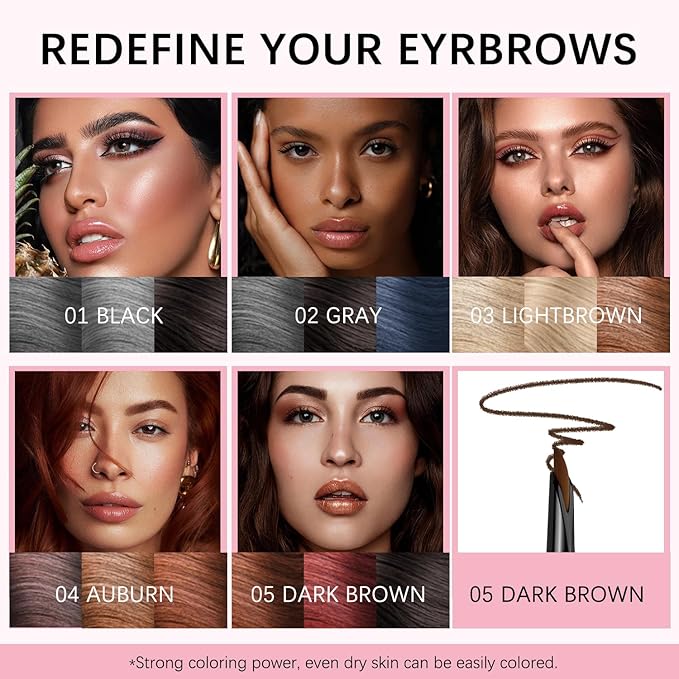 Eyebrow pencils for women,0.1mm Ultra-Fine brow pencils,Waterproof,with 2-in-1 Double-Ended Automatic Angled Precision Tip,Built In Spoolie Brush,Longwearing Eye Brow Makeup Pencils,04 Auburn