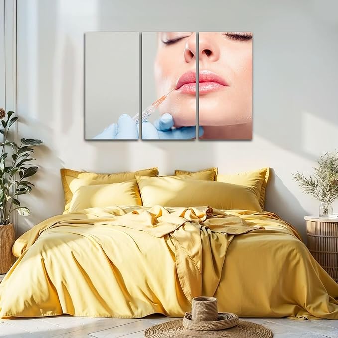 3 Piece Canvas Wall Art Prints Picture botox woman fillers spa facial young treatment syringe body Framed Wall Painting Modern Artwork Poster Home Decor for Living Room Office Ready to Hang