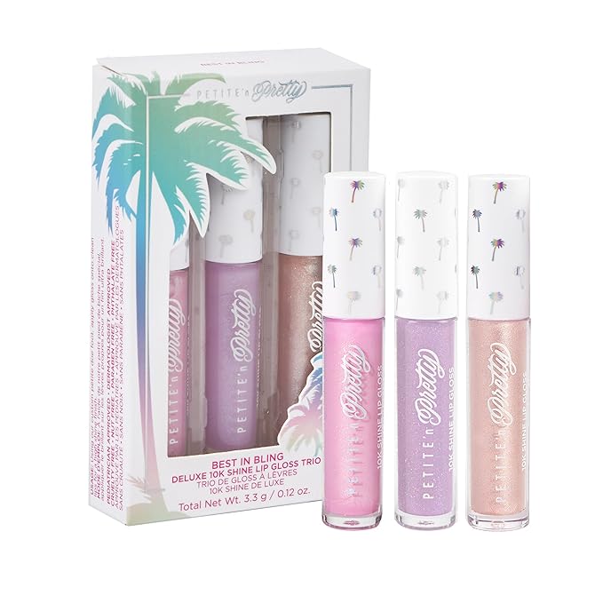 Petite 'N Pretty Best in Bling Lip Gloss Set – 10K Shine Trio for Kids, Tweens & Teens – Non-Toxic, High-Shine, Gift-Ready Makeup Set
