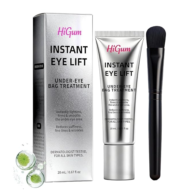 Instant Firm Eye Tighter, Under Eye Treatment for Bags, Wrinkles, Puffiness & Dark Circles, Anti-Aging Under Eye Cream with Precision Application Brush | All Skin Types （1）